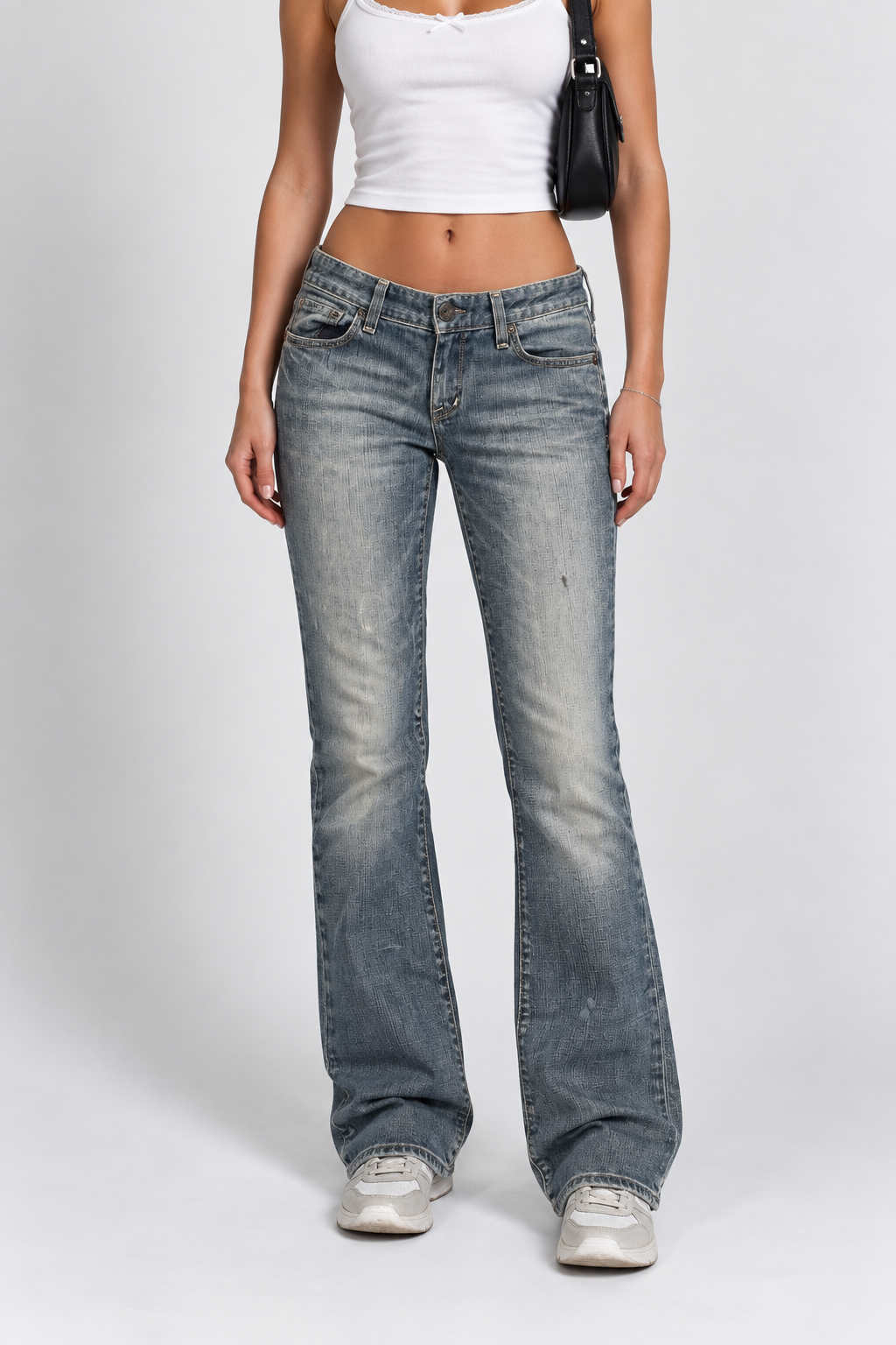 Vintage Y2K Bootcut Blue Denim mit Strass Details