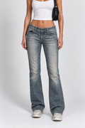 Vintage Y2K Bootcut Blue Denim mit Strass Details