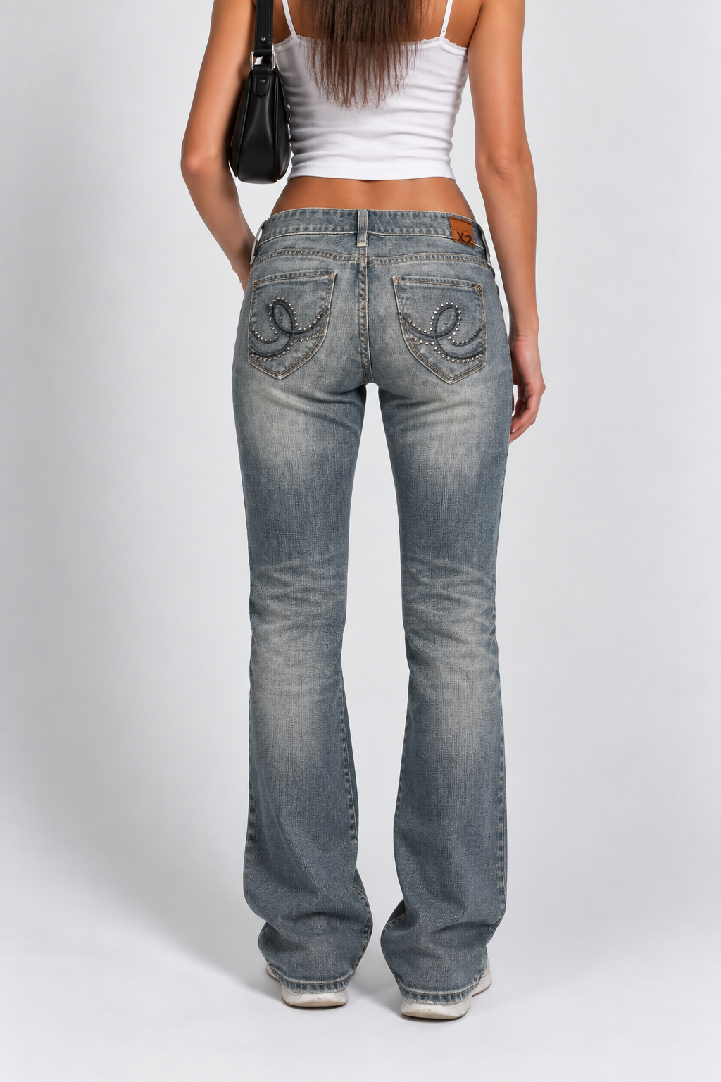 Vintage Y2K Bootcut Blue Denim mit Strass Details