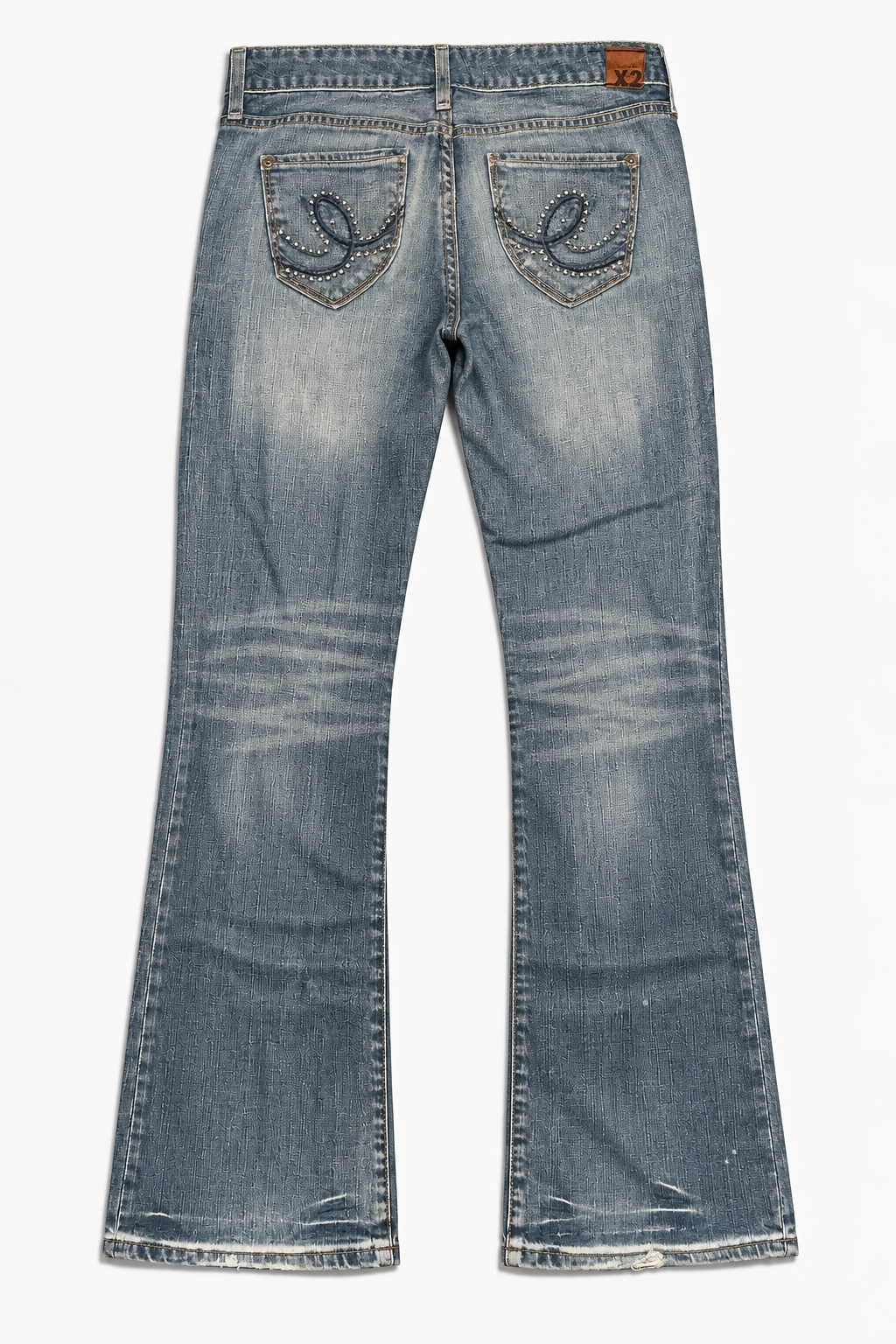 Vintage Y2K Bootcut Blue Denim mit Strass Details