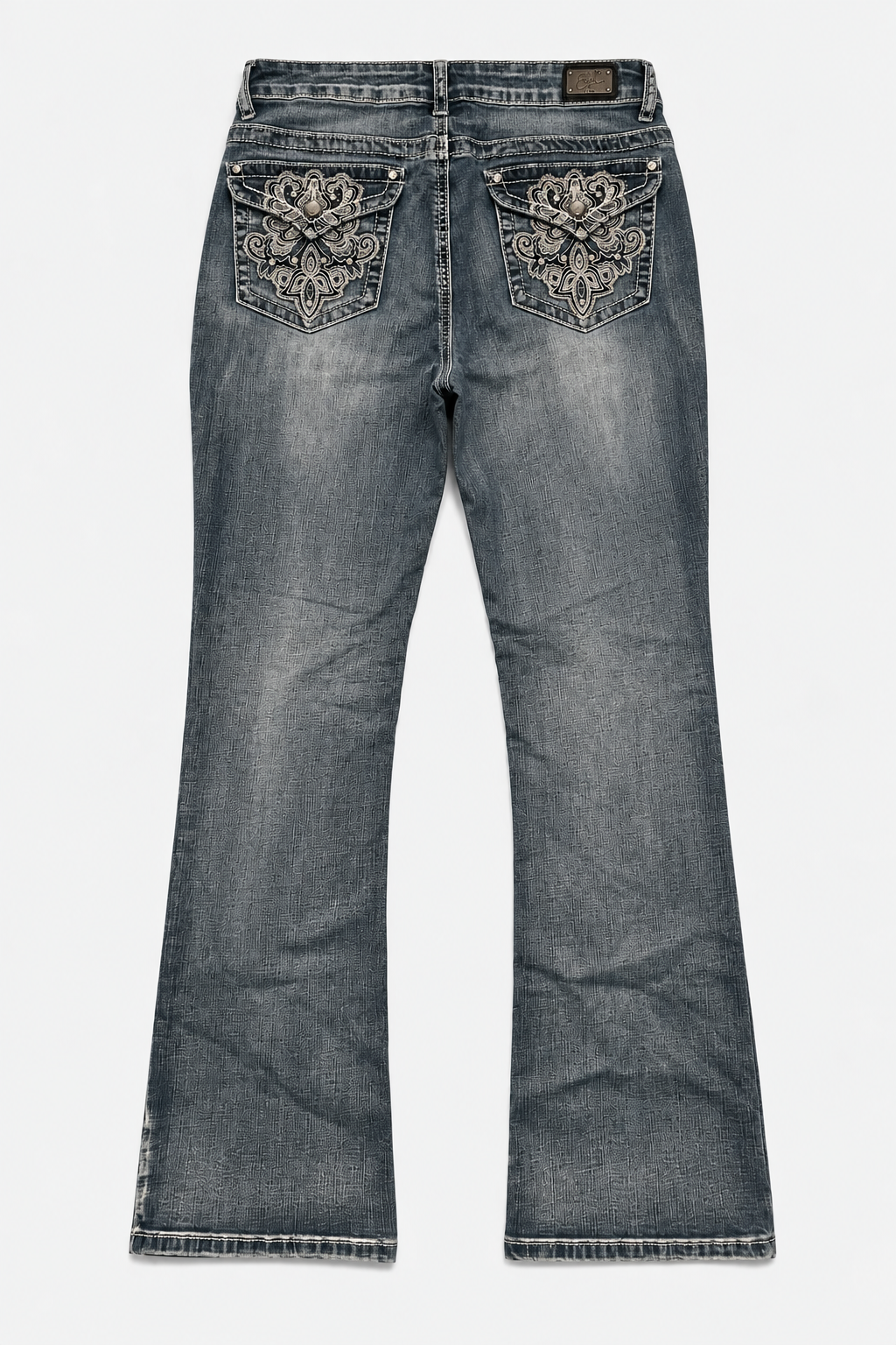 Vintage Embellished Bootcut Jeans – Grey
